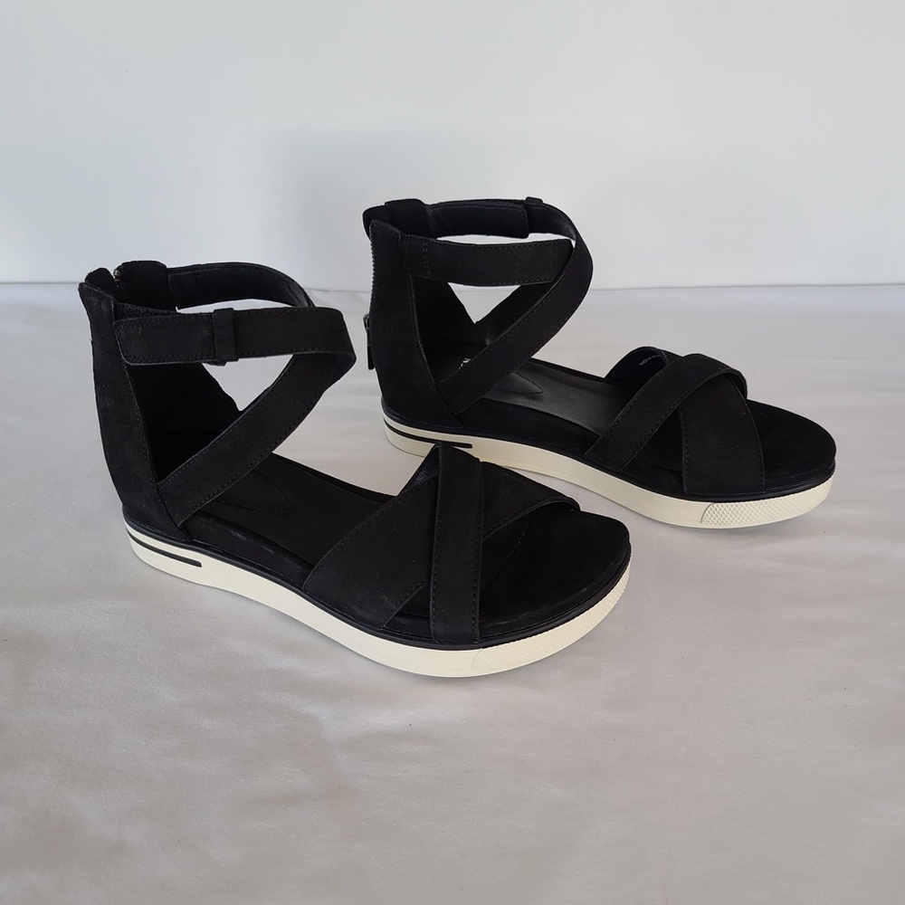 Eileen Fisher Women's Sola Tumbled Nubuck Leather Back Zip Sandals 6.5